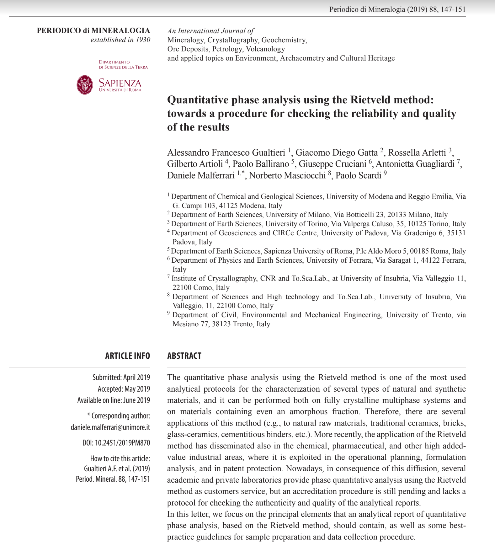QUANTITATIVE PHASE ANALYSIS USING THE RIETVELD METHOD