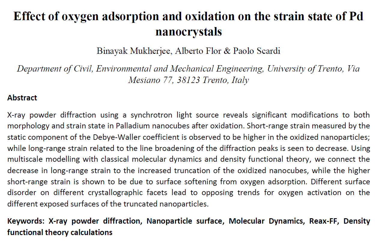 EFFECT OF OXYGEN ADSORPTION AND OXIDATION ON THE STRAIN STATE OF Pd
