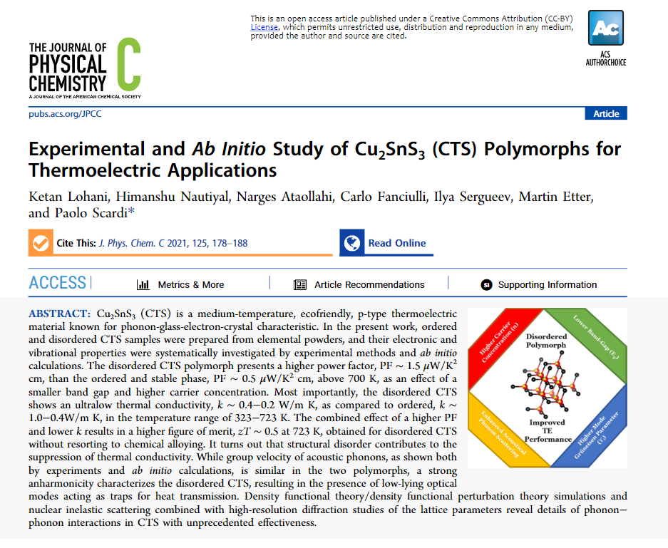 EXPERIMENTAL AND AB INITIO STUDY OF CU2SNS3 (CTS) POLYMORPHS FOR THERMOELECTRIC APPLICATIONS